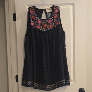 Savanna Jane Black Dress with Colorful Floral Embroidery